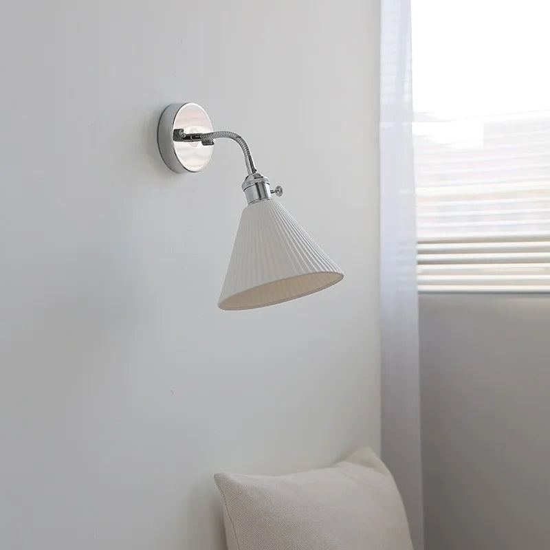 Axyaa Silver Ceramic Wall Sconce LED Lamp for Bedroom and Living Room