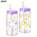 Axyaa Butterfly Lemon Double Wall Mason Jar Cup