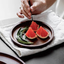 Axyaa Wooden Food Storage Tray: Round Tea Dessert Cake Plate & Household Organizer