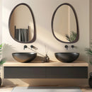 Axyaa Black Walnut Wood Frame Abstract Wall Mirror for Home Decor