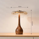 Axyaa French Retro Wooden Desk Table Lamp with Glass Shade