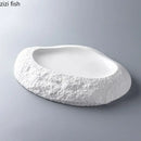 Axyaa 12" White Ceramic Irregular Plate for Dining and Desserts