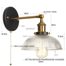 Axyaa Glass Industrial LED Wall Sconce Pull Chain Switch Vintage Bedside Lamp