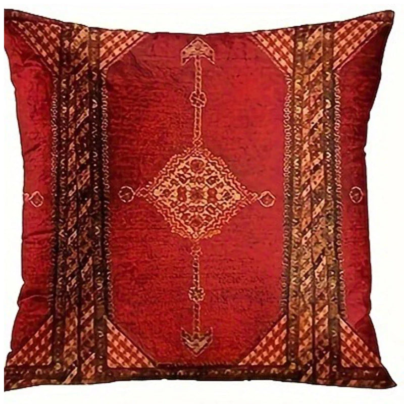 Axyaa Retro Red Ethnic Style Pillowcase for Home Decoration
