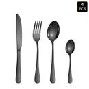 Axyaa Black Stainless Steel Cutlery Set - Knife, Fork, Spoon - 24pcs Home Hotel