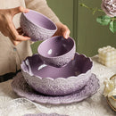 Axyaa Purple Disc Lace Relief Ceramic Tableware Set