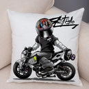Axyaa Extreme Sports Motorcycle Pattern Cushion - Cartoon Design for Home & Car