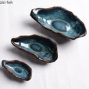 Axyaa Ceramic Oyster Plate for Creative Sashimi Ice Plate Display