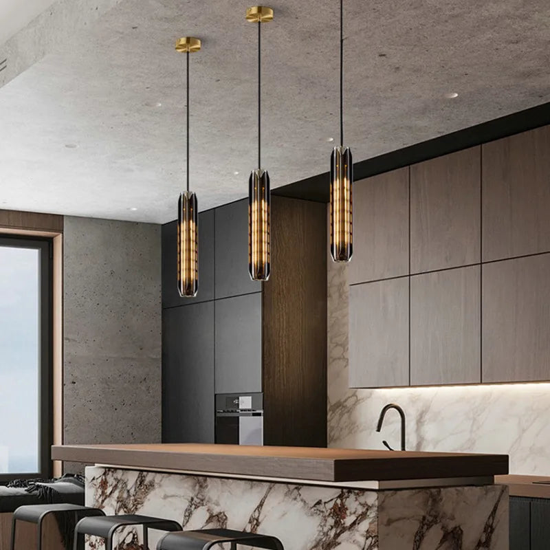 Axyaa Clear Glass LED Pendant Lights Modern Minimalist Hanging Lamp