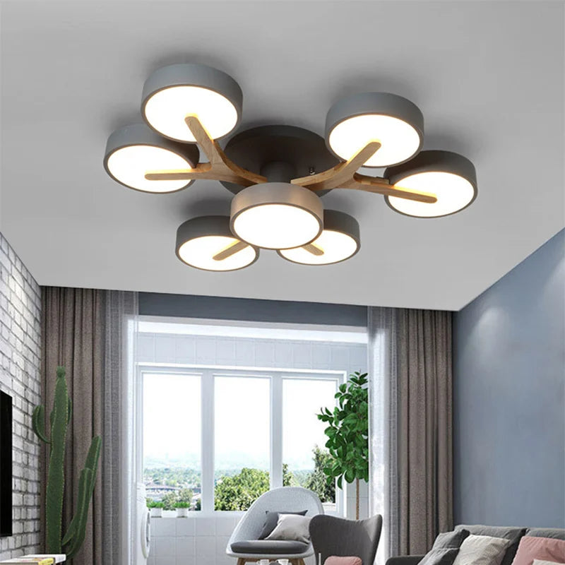 Axya Nordic Wood Art LED Ceiling Light For Home Decor - Luster