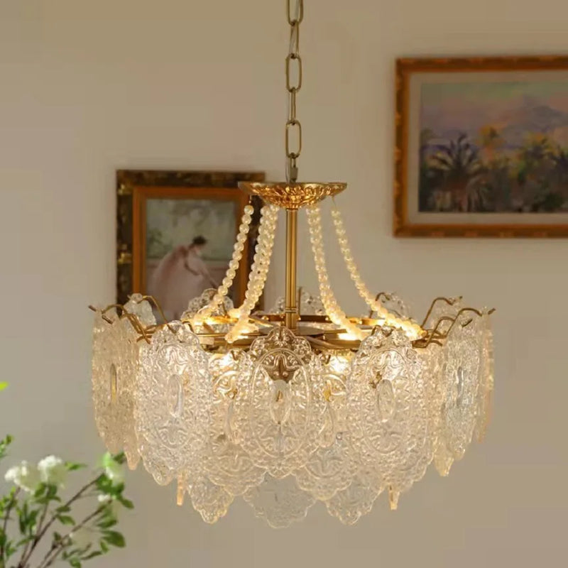 Axyaa Clear Glass LED Chandelier: Modern French Style Luxury Ceiling Fixture