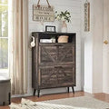 Axyaa Farmhouse Shoe Storage Cabinet with Barn Door Design & 4 Flip Drawers