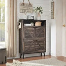 Axyaa Farmhouse Shoe Storage Cabinet with Barn Door Design & 4 Flip Drawers