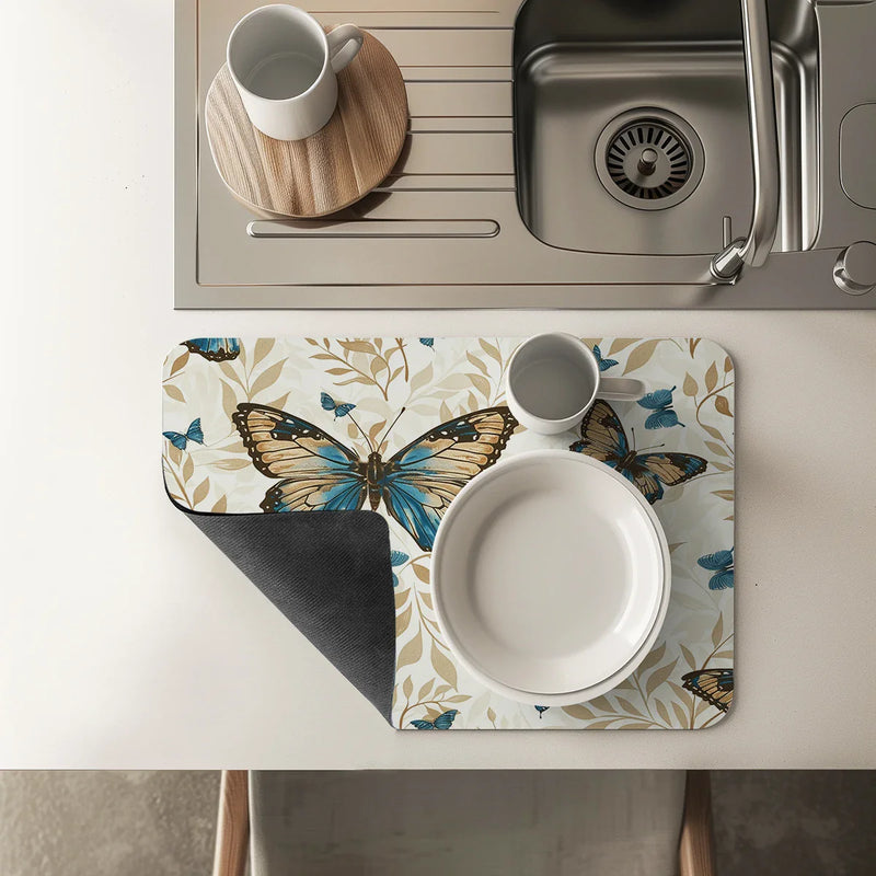 Axyaa Watercolor Plants Drain Pads - Absorbent Tableware Mat