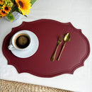 Axyaa Pea Green Faux Leather Placemats - Set of 4/10 Elliptical Table Mats