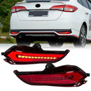 Axyaa LED Rear Bumper Reflector Lights for Toyota Yaris/Vios 2017-2019: Brake, Signal, Fog