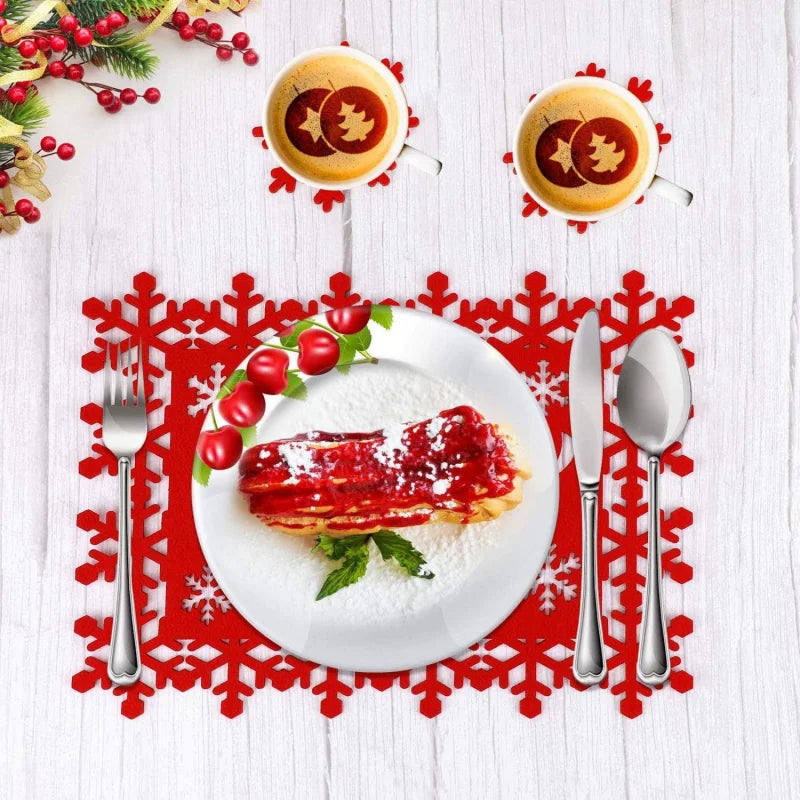 Christmas Snowflake Felt Coaster Set by Axyaa
