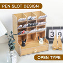 Axyaa Wooden Desk Organizer - Large Capacity Student Stationery & Cosmetic Storage Box