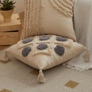 Axyaa Geometric Tufted Cushion Cover With Tassels - Boho Style Decorative Pillow Cover