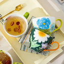 Axyaa Hand Painted Flower Ceramic Coffee Cup Large Capacity 480ml