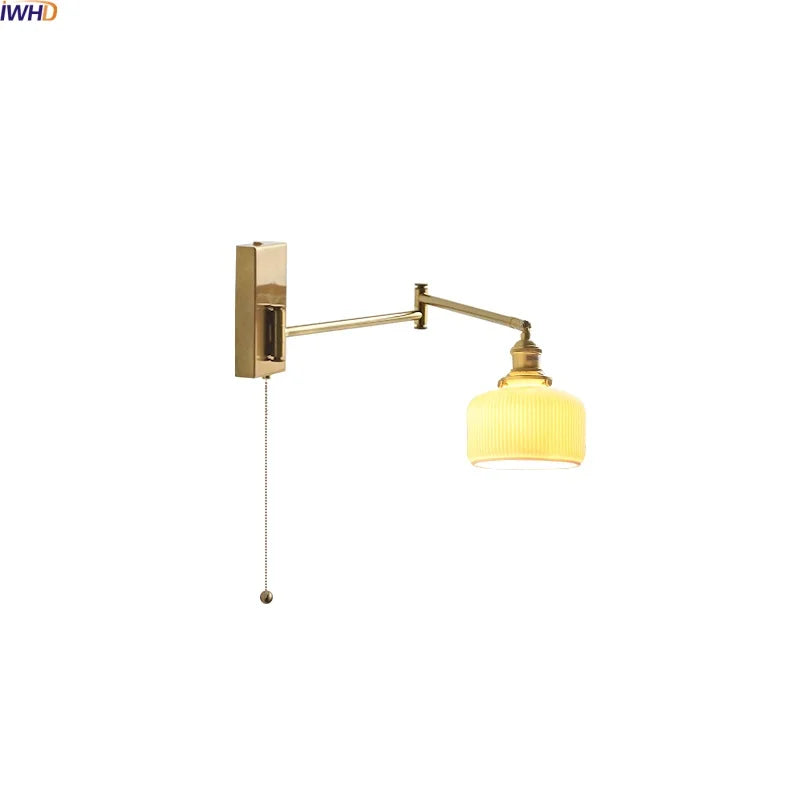 Axyaa Nordic LED Swing Arm Wall Lamp Gold Rotate Bedroom Bedside Light