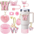 Axyaa Cup Accessories Set for 30oz 40oz Stanley Cup - Silicone Boot, Handle Charm, Initials Sticker