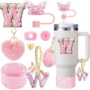 Axyaa Cup Accessories Set for 30oz 40oz Stanley Cup - Silicone Boot, Handle Charm, Initials Sticker