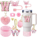 Axyaa Cup Accessories Set: Butterfly Straw, Cover, Cap, Boot, Handle Charm, Initials Sticker