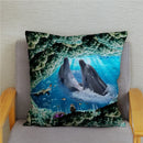 Axyaa Dolphin Ocean Pattern Cushion Cover for Kids Sofa & Home Decor