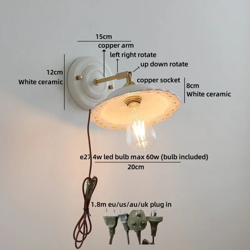 Axyaa White Glass LED Wall Lamp Modern Nordic Style