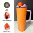 Axyaa 40oz Stainless Steel Insulated Straw Water Bottle Hot Cold Vacuum Flask Mug