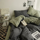 Axyaa Double Washed Cotton Bedding 4pc Set - High Quality Solid Color Premium Bed Linen