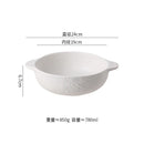 Axyaa Stone Patterned Ceramic Double Ear Soup Bowl - Large Capacity Noodle & Salad Bowl