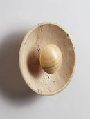 Axya Stone Round Wall Lamp, Retro Japanese Cream Style, Walnut Color for Living Room