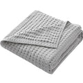 Axyaa Summer Waffle Plaid Cotton Bed Blanket in Green Pink Color