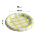 Axyaa Circular Pasta Plate Hand Drawn Ceramic Dessert Salad Breakfast Plates