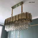 Axyaa Gold E14 Crystal Pendant Lights: Modern Luxe Dining Room LED Chandelier