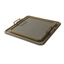 Axya Square Leather Tray: Metal Frame Decorative Storage & Organizer