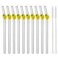 Axyaa Glass Straws - Lemon Shaped Eco-Friendly Smoothie Cocktail Bar Accessories