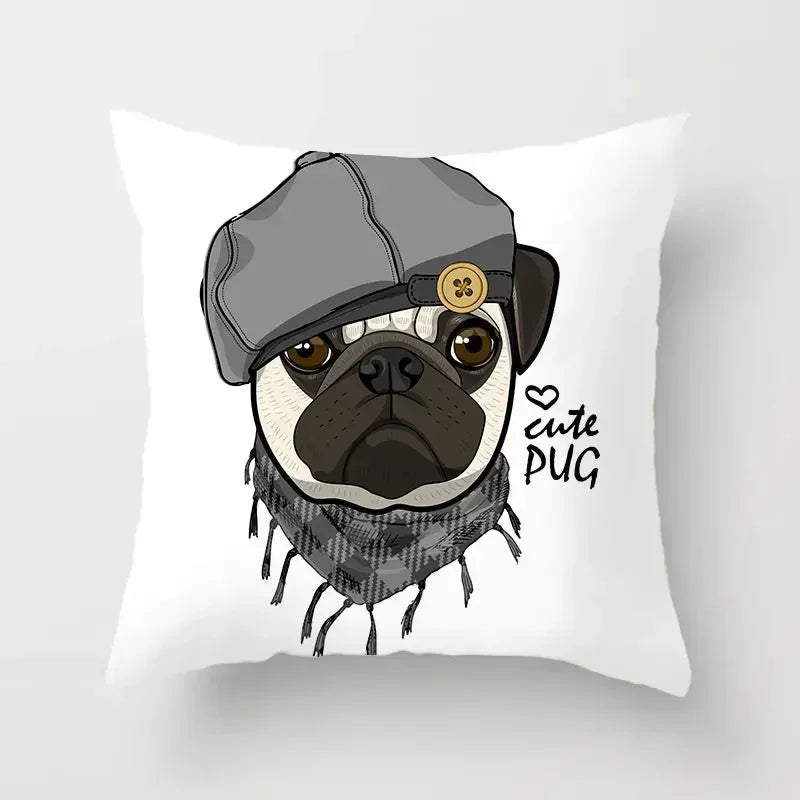 Cute Pug Bulldog Pillowcase for Living Room Decor - Axyaa Home Decor