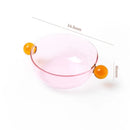 Axyaa Two Tone Glass Bowl with Ball Handles - Solid Color Glass Bowl