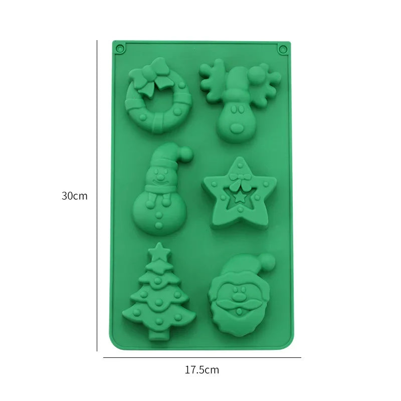 Silicone Christmas Chocolate Mold Set Snowflake Tree Stars Elk Snowman Axyaa