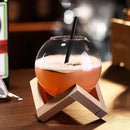 Axyaa Wooden Frame Glass Ball Cup: Unique Personalized Cocktail Glass for Drinks