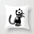 Axyaa Decorative Pillow Cover 45x45cm Polyester Square Black Cat Skull Design