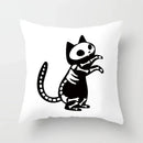 Axyaa Decorative Pillow Cover 45x45cm Polyester Square Black Cat Skull Design