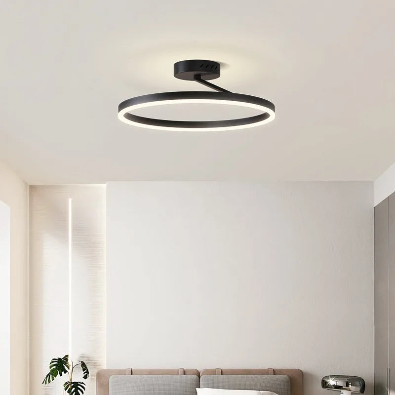 Axyaa Nordic Minimalism LED Ceiling Chandelier White Black Aluminum Lamps