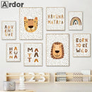 Boho Lion Tiger Rainbow Wall Art Print Canvas Picture for Axyaa Nursery Decor