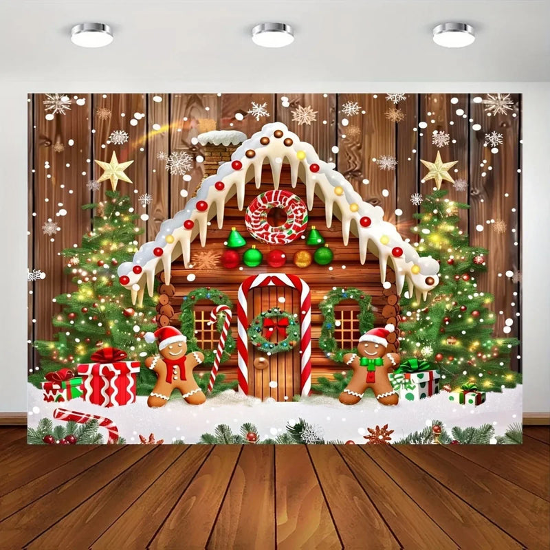 Axyaa Gingerbread House Christmas Tree Wall Tapestry for Home Decor