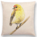 Birds Painting Cushion Cover - Axyaa Collection: Robin, Titmouse, Toucan, Sparrow, Firecrest, Cardinal, Bullfinch