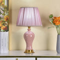 Axyaa Pink Ceramic Bedroom Table Lamp Ice Crack Design Girls' Bedside Decor